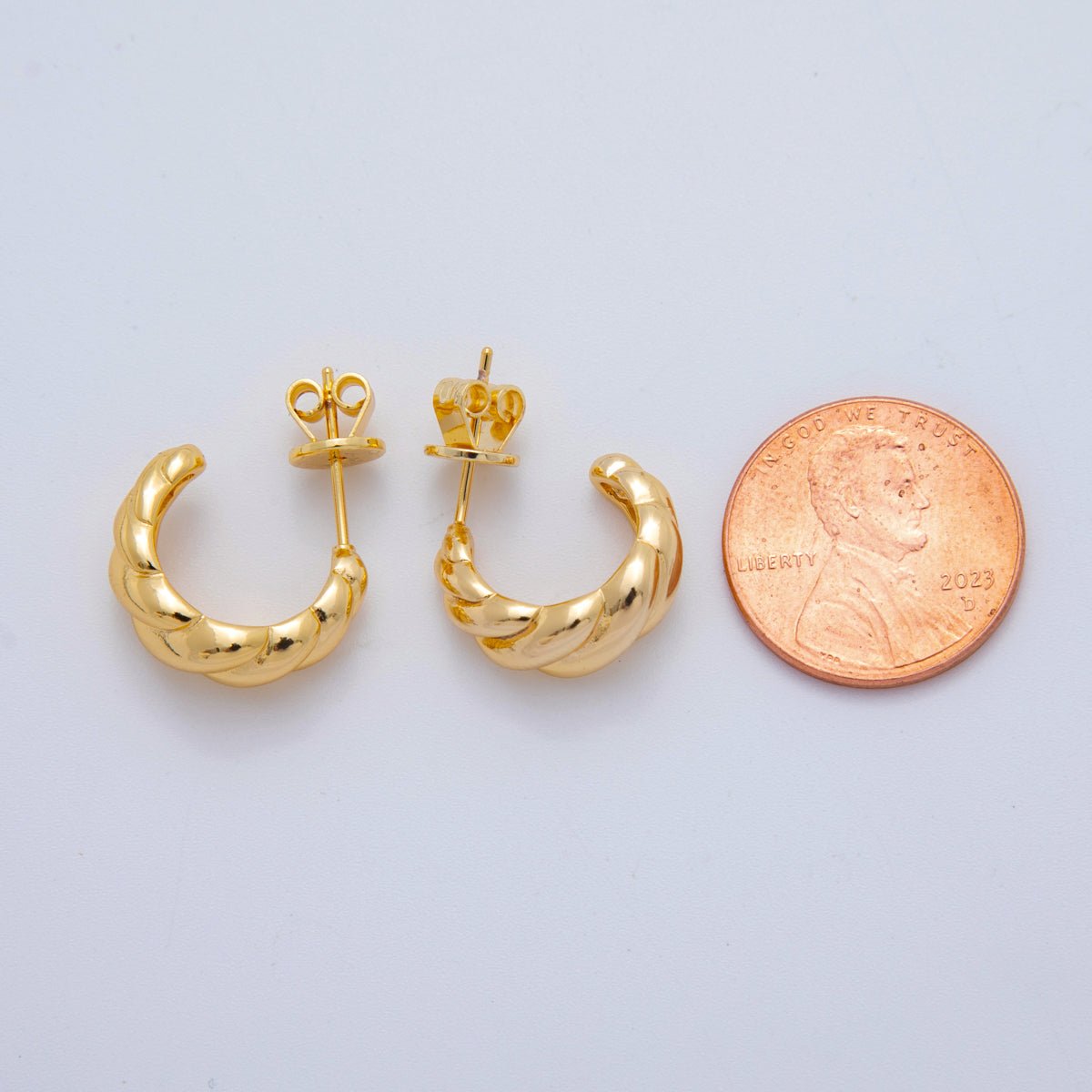 18K Gold Filled Smooth Croissant C-Shaped Stud Earrings in Gold and Silver | AJ150
