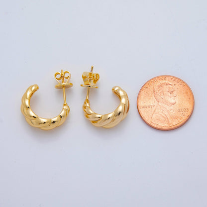 18K Gold Filled Smooth Croissant C-Shaped Stud Earrings in Gold and Silver | AJ150