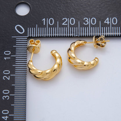 18K Gold Filled Smooth Croissant C-Shaped Stud Earrings in Gold and Silver | AJ150