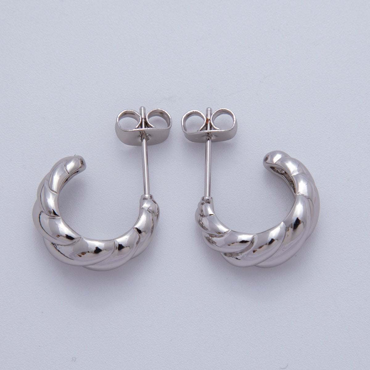 18K Gold Filled Smooth Croissant C-Shaped Stud Earrings in Gold and Silver | AJ150