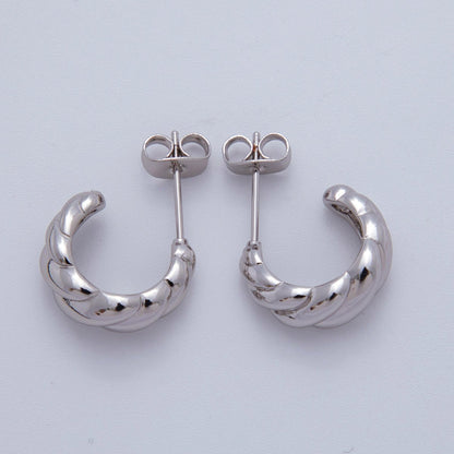 18K Gold Filled Smooth Croissant C-Shaped Stud Earrings in Gold and Silver | AJ150