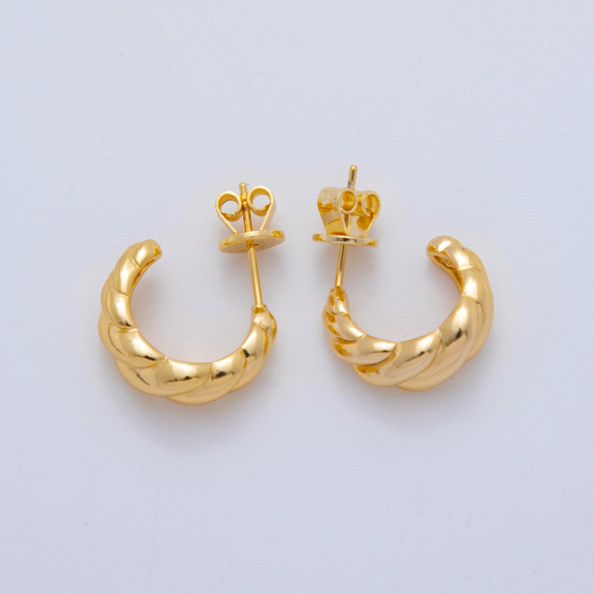 18K Gold Filled Smooth Croissant C-Shaped Stud Earrings in Gold and Silver | AJ150