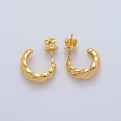 18K Gold Filled Smooth Croissant C-Shaped Stud Earrings in Gold and Silver | AJ150
