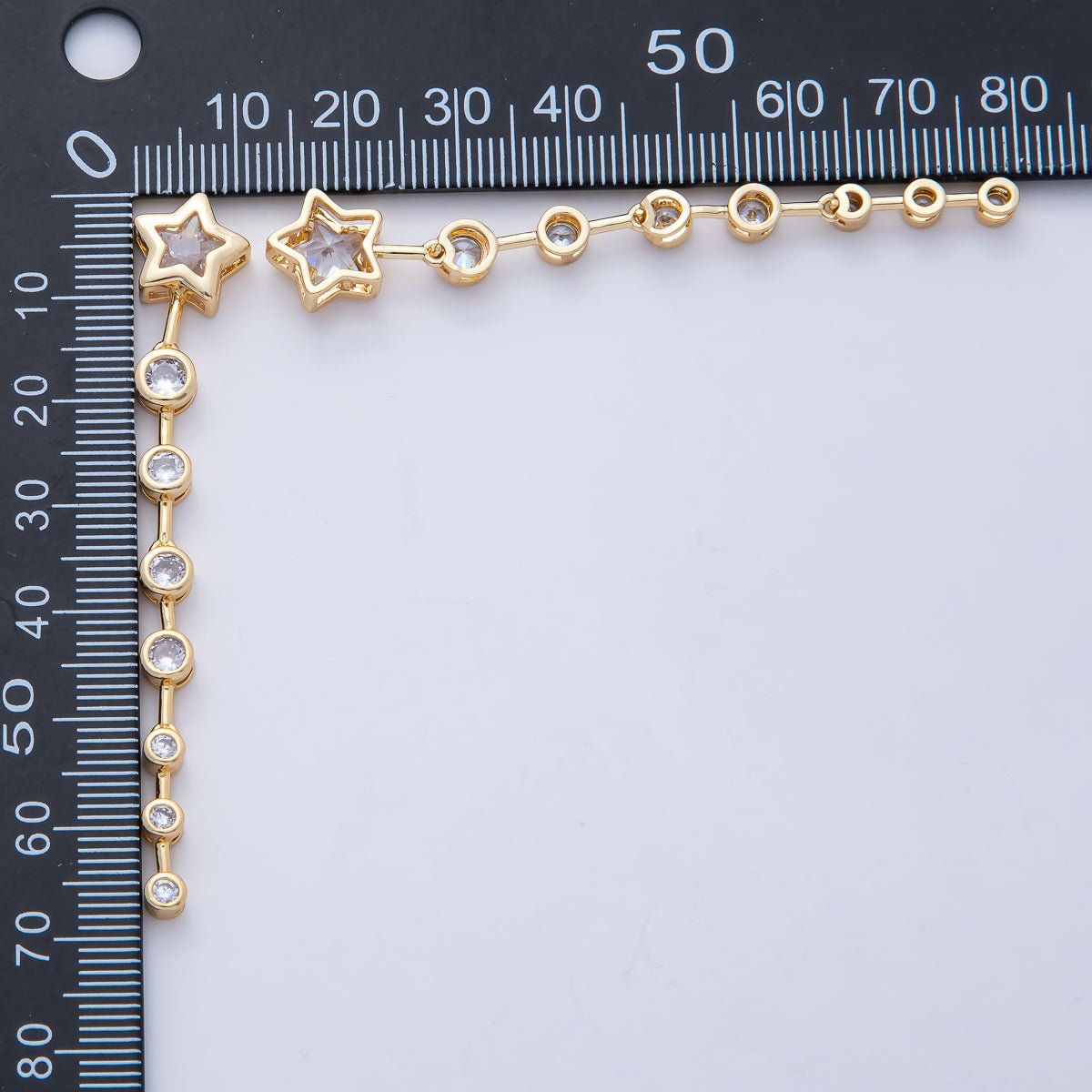 18K Gold Filled Star Round Clear CZ Bezel Drop Bead | B428