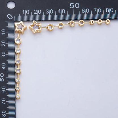 18K Gold Filled Star Round Clear CZ Bezel Drop Bead | B428