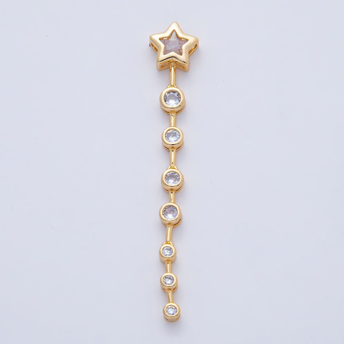 18K Gold Filled Star Round Clear CZ Bezel Drop Bead | B428