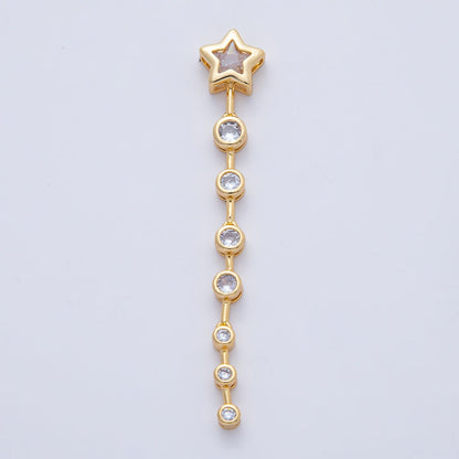 18K Gold Filled Star Round Clear CZ Bezel Drop Bead | B428