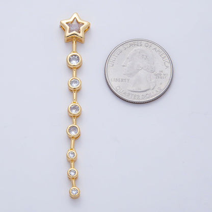18K Gold Filled Star Round Clear CZ Bezel Drop Bead | B428
