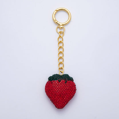 18K Gold Filled Strawberry Bedazzled Bag Charm Keychain Push Gate Accessories | WB-00248 ~ WB-00253