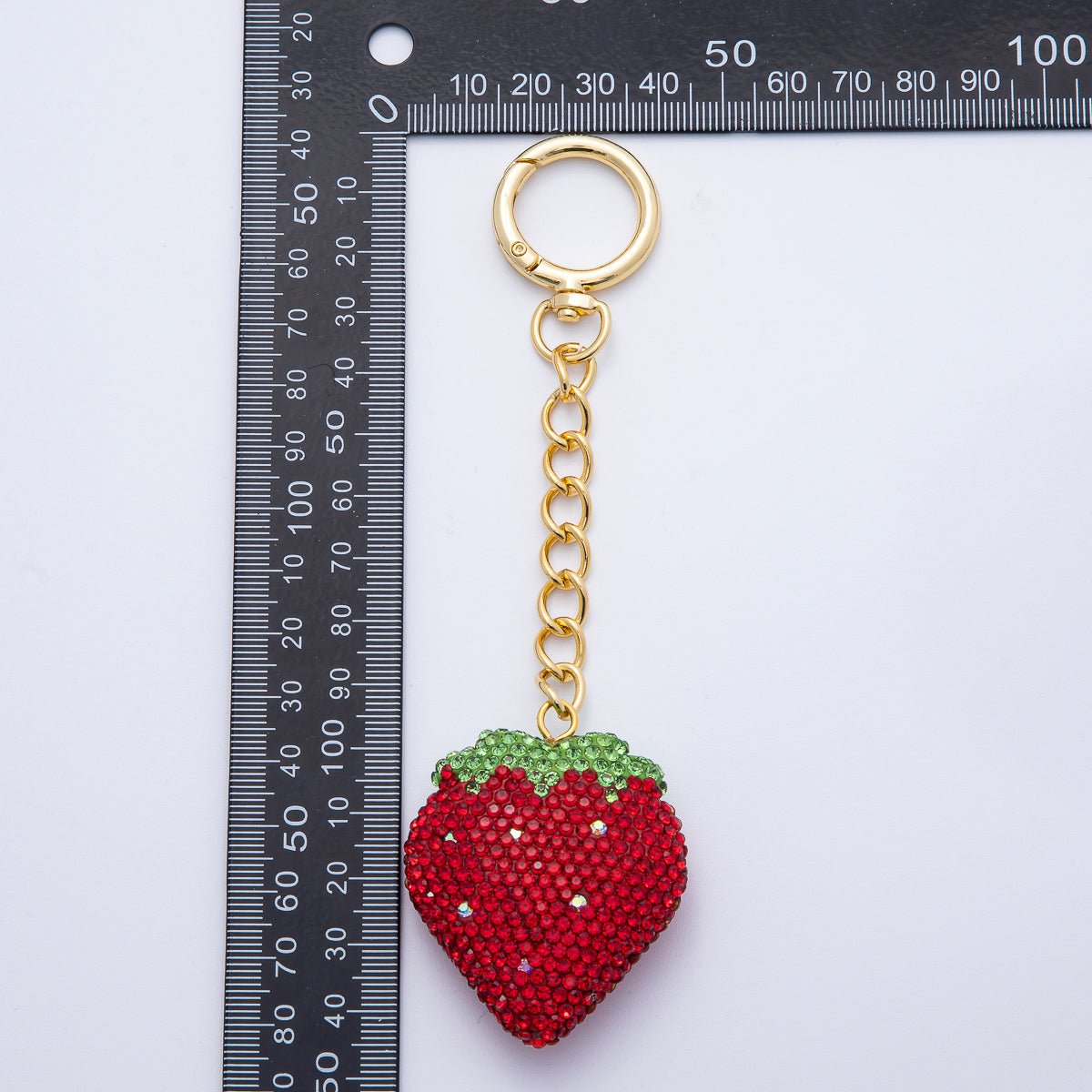 18K Gold Filled Strawberry Bedazzled Bag Charm Keychain Push Gate Accessories | WB-00248 ~ WB-00253