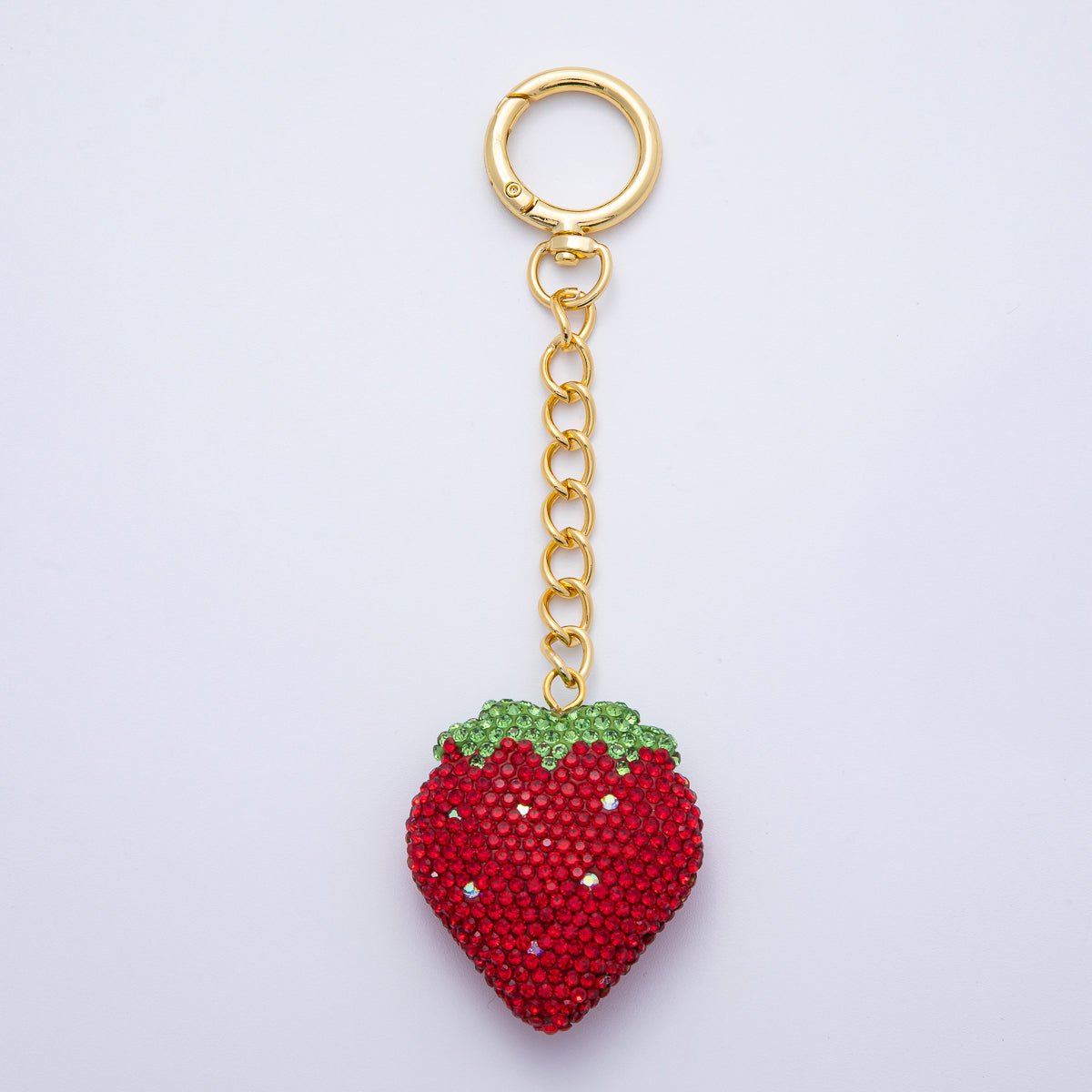 18K Gold Filled Strawberry Bedazzled Bag Charm Keychain Push Gate Accessories | WB-00248 ~ WB-00253