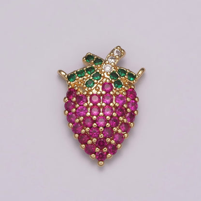 18k Gold Filled Strawberry Charm Connector Double loop for Link connector for Necklace bracelet supply Y-398
