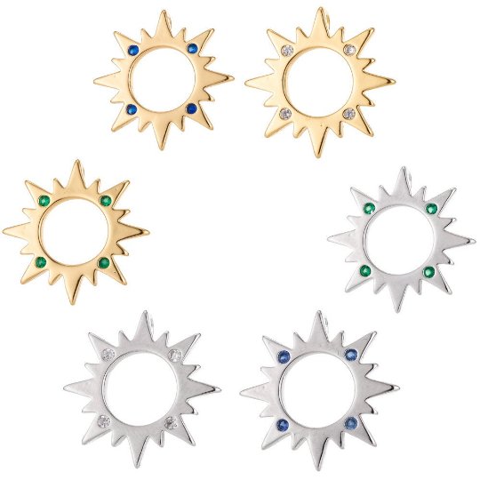 18k Gold Filled Sun Charm Pendant, Dainty Sun Burst Pendant SunBurst Necklace Earring Charm Pendant, K-057-K-059