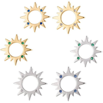 18k Gold Filled Sun Charm Pendant, Dainty Sun Burst Pendant SunBurst Necklace Earring Charm Pendant, K-057-K-059