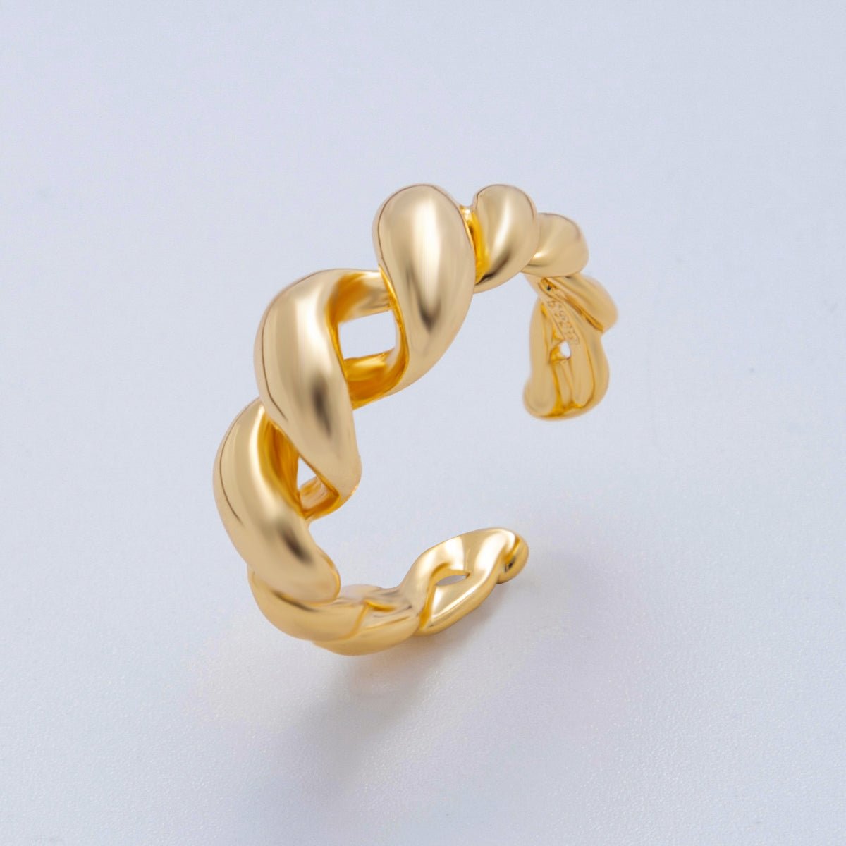 18K Gold Filled Swirled Croissant Ring | OA2040
