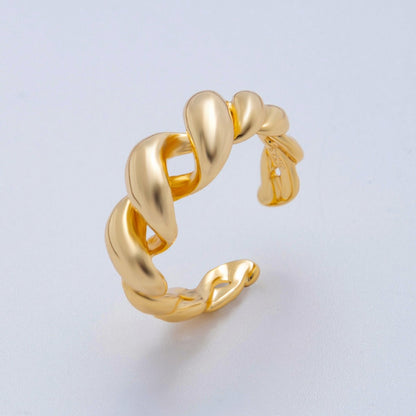 18K Gold Filled Swirled Croissant Ring | OA2040