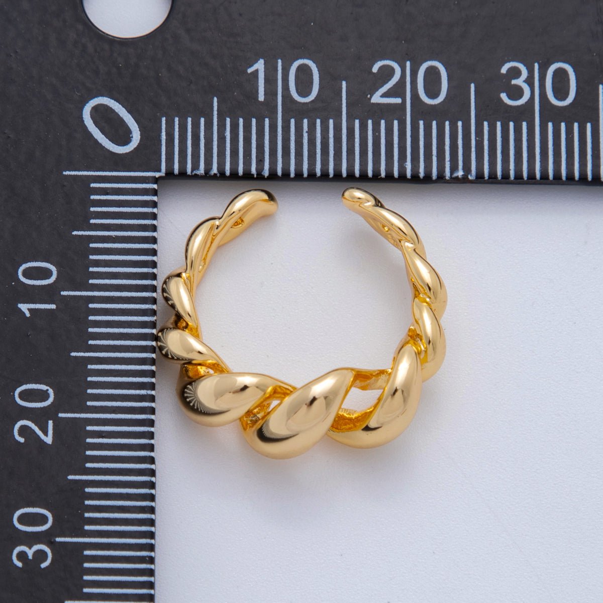 18K Gold Filled Swirled Croissant Ring | OA2040