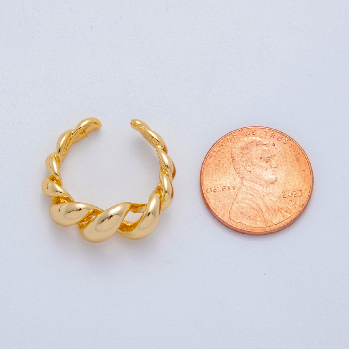 18K Gold Filled Swirled Croissant Ring | OA2040