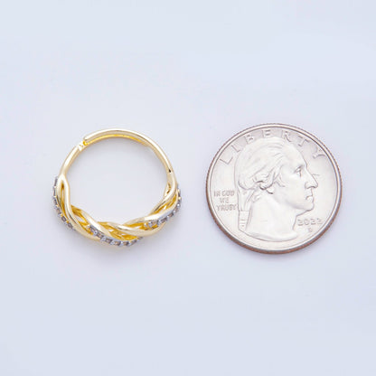 18K Gold Filled Micro Paved CZ Twisted Rope Adjustable Ring in Gold &amp; Mixed Metal | O2006 O2114