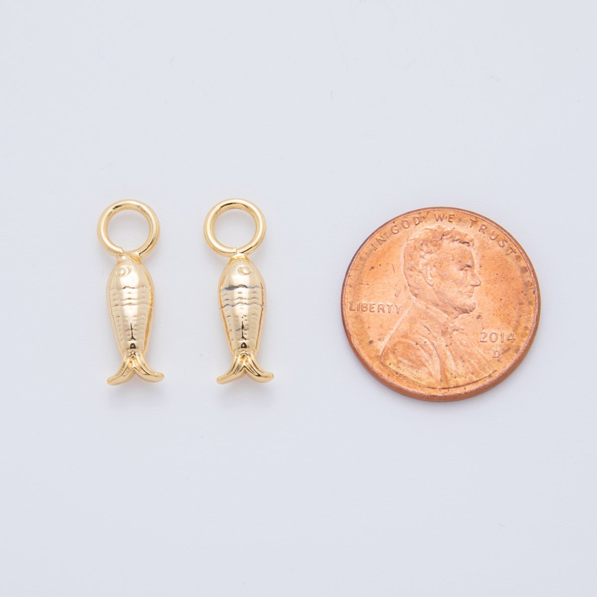 18K Gold Filled Textured Fish Add-On Drop Earring Charm | AF761