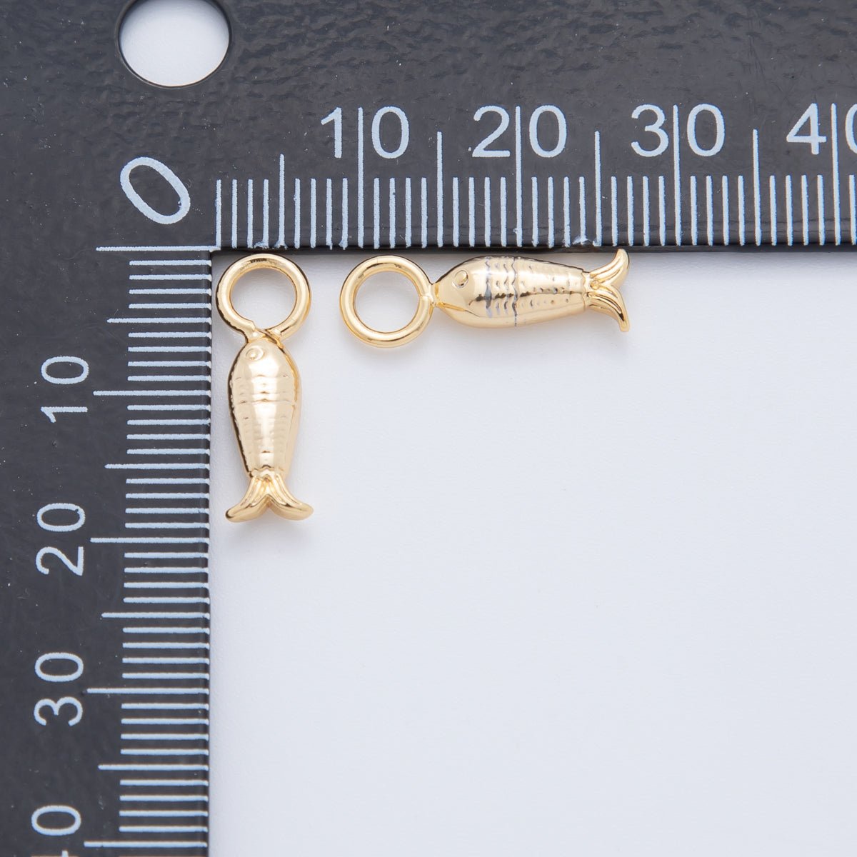 18K Gold Filled Textured Fish Add-On Drop Earring Charm | AF761
