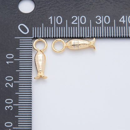 18K Gold Filled Textured Fish Add-On Drop Earring Charm | AF761
