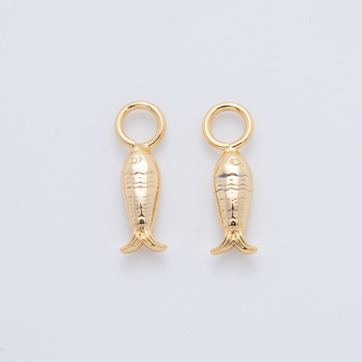 18K Gold Filled Textured Fish Add-On Drop Earring Charm | AF761
