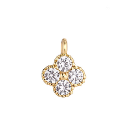 18K Gold Filled Tiny Flower Cubic Zirconia Charm Pendant C-051