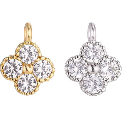18K Gold Filled Tiny Flower Cubic Zirconia Charm Pendant C-051