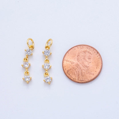 18K Gold Filled Triple Clear CZ Drop Mini Charm | X433