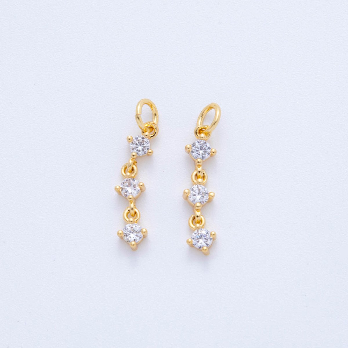 18K Gold Filled Triple Clear CZ Drop Mini Charm | X433