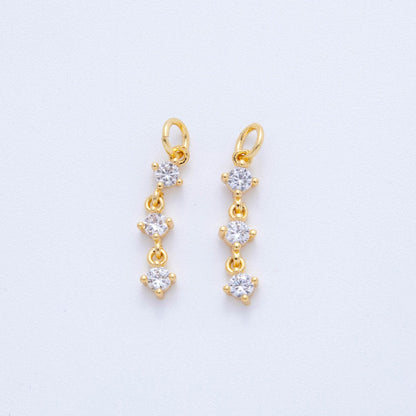 18K Gold Filled Triple Clear CZ Drop Mini Charm | X433