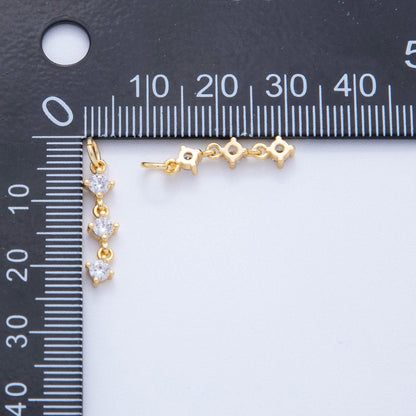 18K Gold Filled Triple Clear CZ Drop Mini Charm | X433