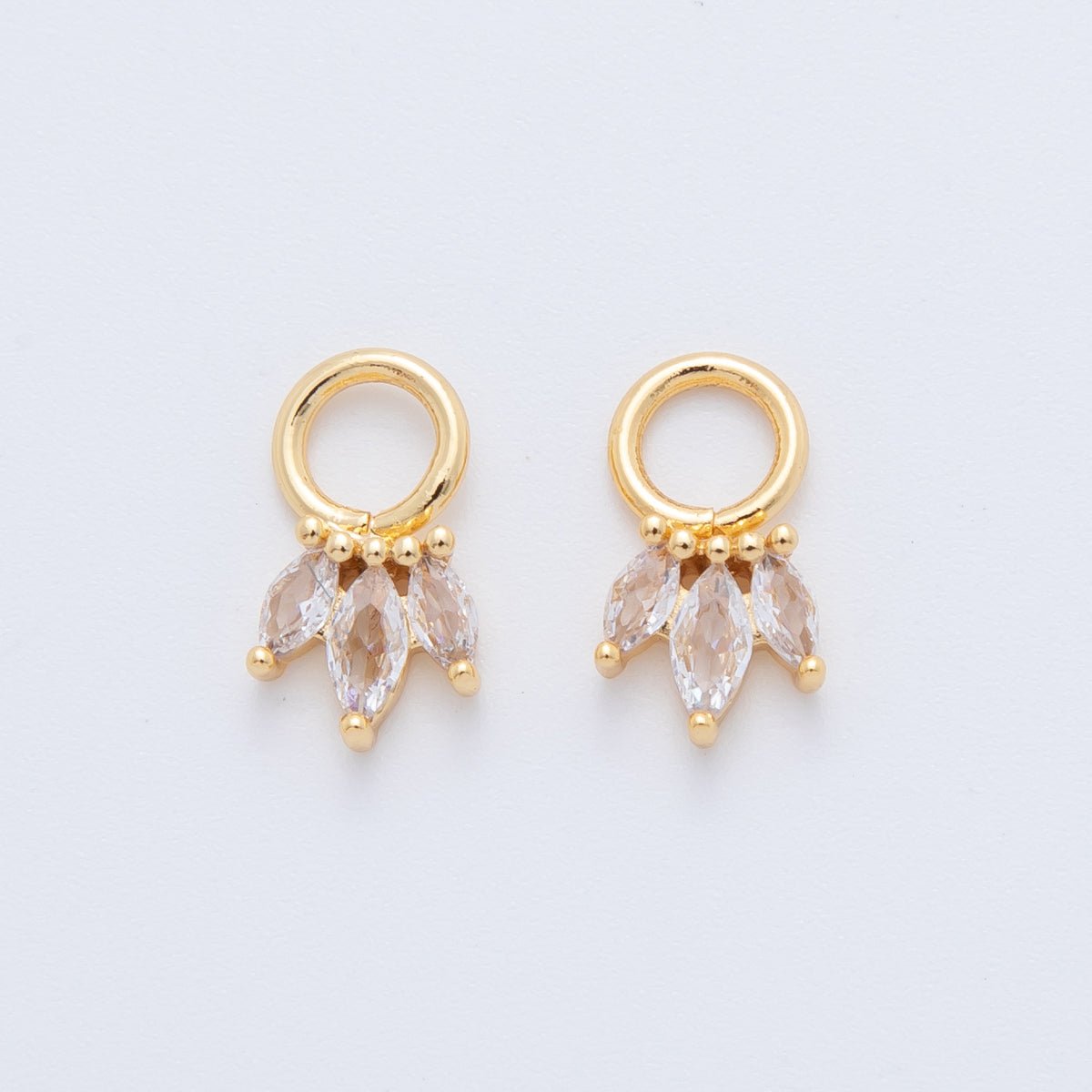 18K Gold Filled Triple Marquise CZ Add-On Drop Earring Charm | AF744