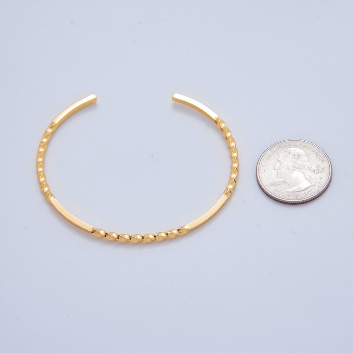 18K Gold Filled Twisted Band Bar Cuff Bracelet | WA-3289