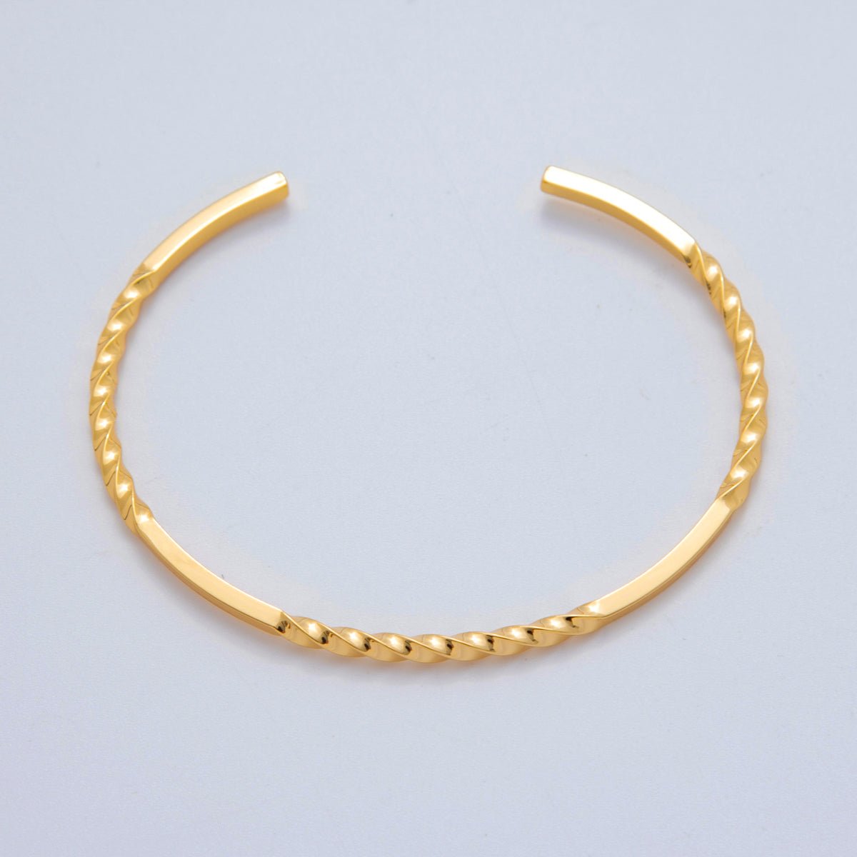 18K Gold Filled Twisted Band Bar Cuff Bracelet | WA-3289