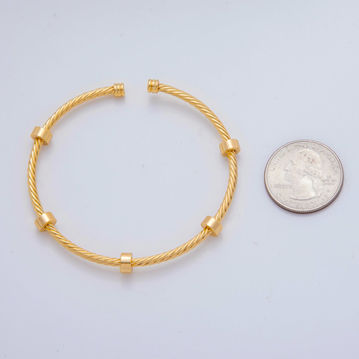 18K Gold Filled Twisted Croissant Band Cuff Bracelet | WA-3288