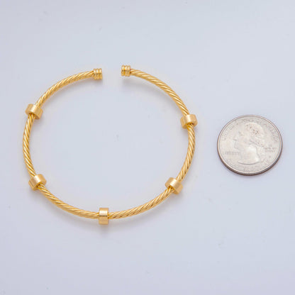 18K Gold Filled Twisted Croissant Band Cuff Bracelet | WA-3288