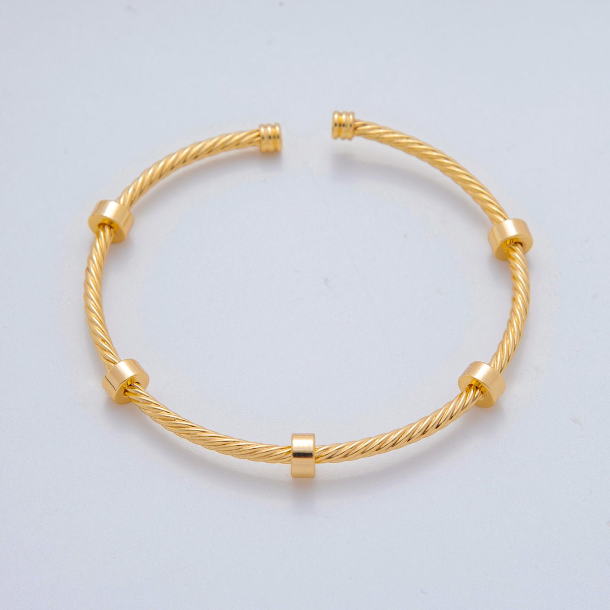 18K Gold Filled Twisted Croissant Band Cuff Bracelet | WA-3288