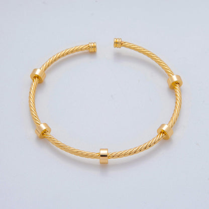 18K Gold Filled Twisted Croissant Band Cuff Bracelet | WA-3288