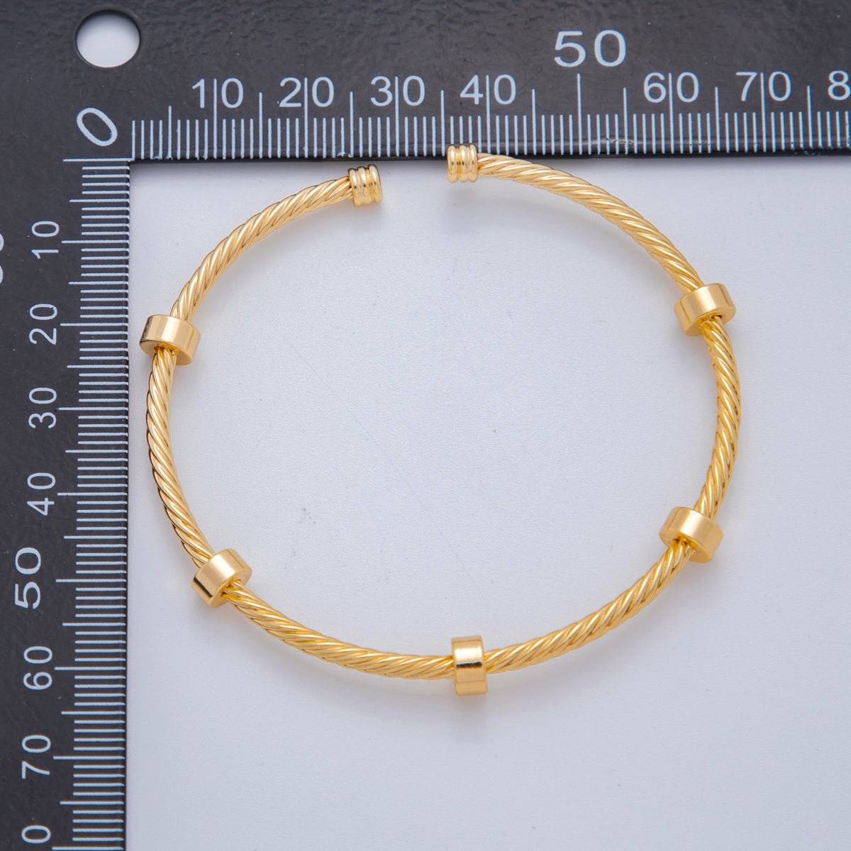18K Gold Filled Twisted Croissant Band Cuff Bracelet | WA-3288