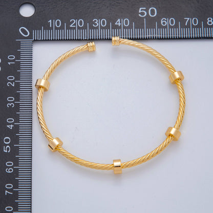 18K Gold Filled Twisted Croissant Band Cuff Bracelet | WA-3288