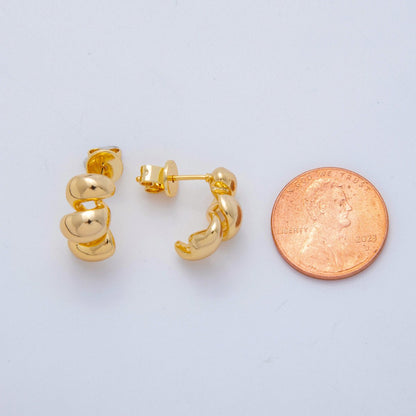 18K Gold Filled Twisted Croissant Stud Earrings | AI370