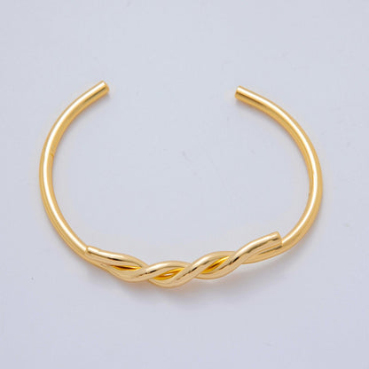 18K Gold Filled Twisted Knot Band Cuff Bracelet | WA-3291