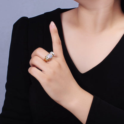 18K Gold Filled White Baroque Freshwater Pearl Molten Drip Ring in Gold &amp; Silver | O-608 O-609