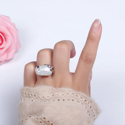18K Gold Filled White Baroque Freshwater Pearl Molten Drip Ring in Gold &amp; Silver | O-608 O-609