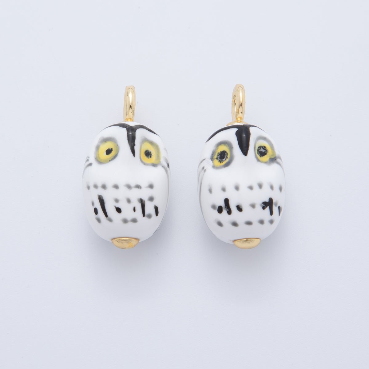 18K Gold Filled White, Red, Yellow, Green Owl Bird Animal Ceramic Drop Pendant | AF696 AF697