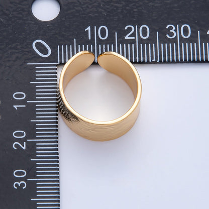 18K Gold Filled Wide Hammered Geometric Band Ring | O803
