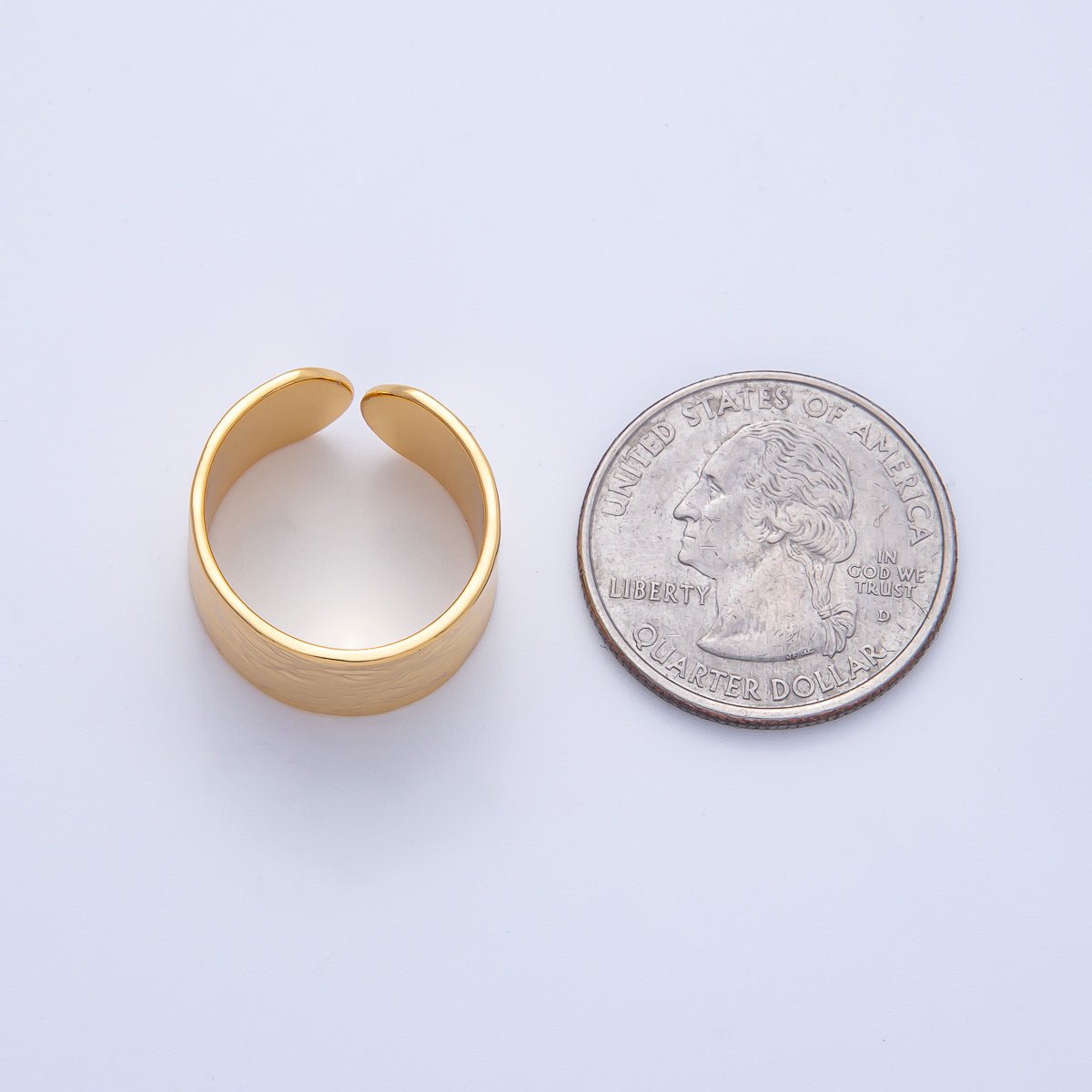 18K Gold Filled Wide Hammered Geometric Band Ring | O803