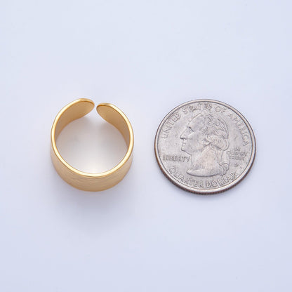 18K Gold Filled Wide Hammered Geometric Band Ring | O803